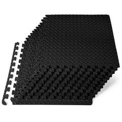 ProSourceFit front view of 12 black puzzle tiles showing packaging and coverage benefit