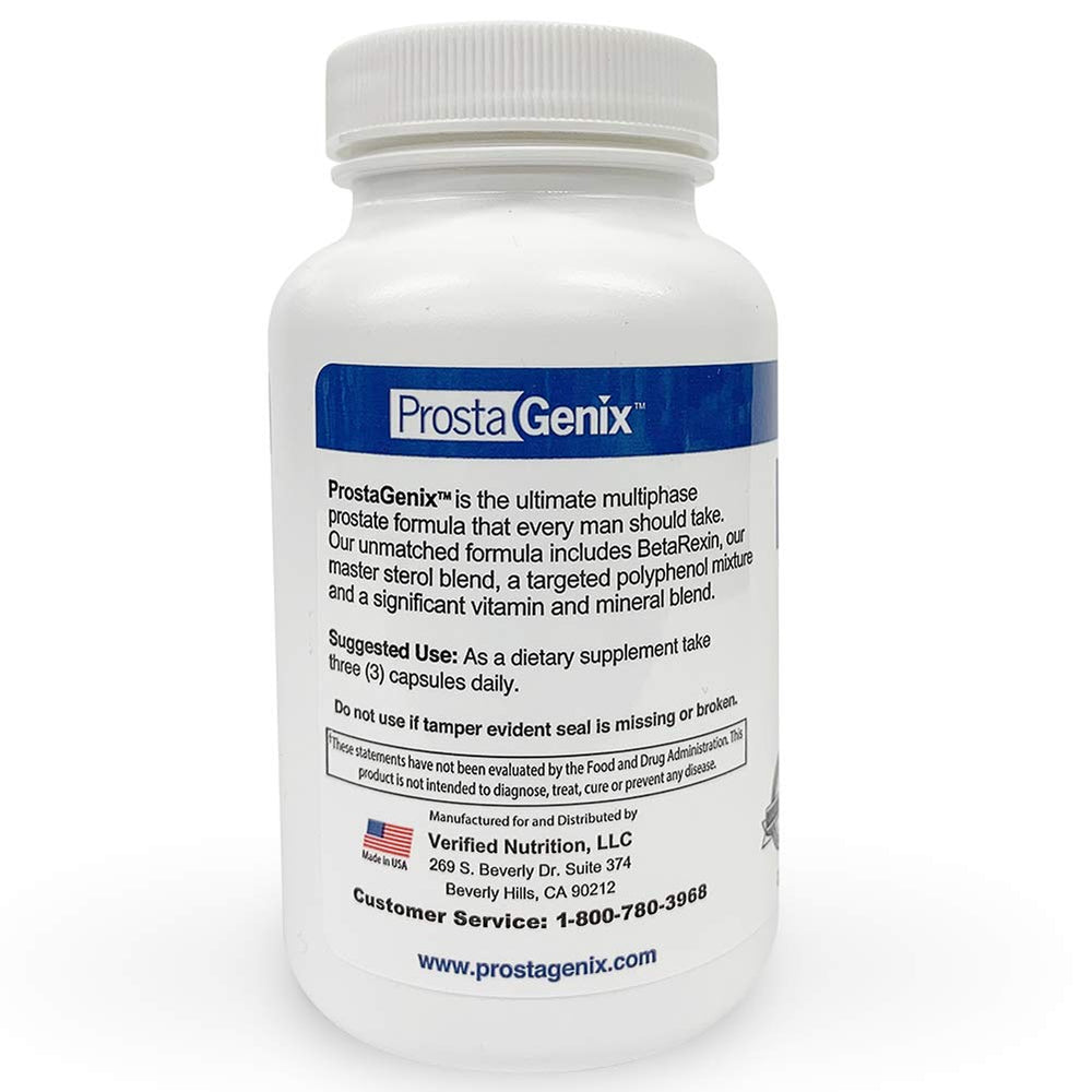 ProstaGenix bottle in hand for scale and dosage context