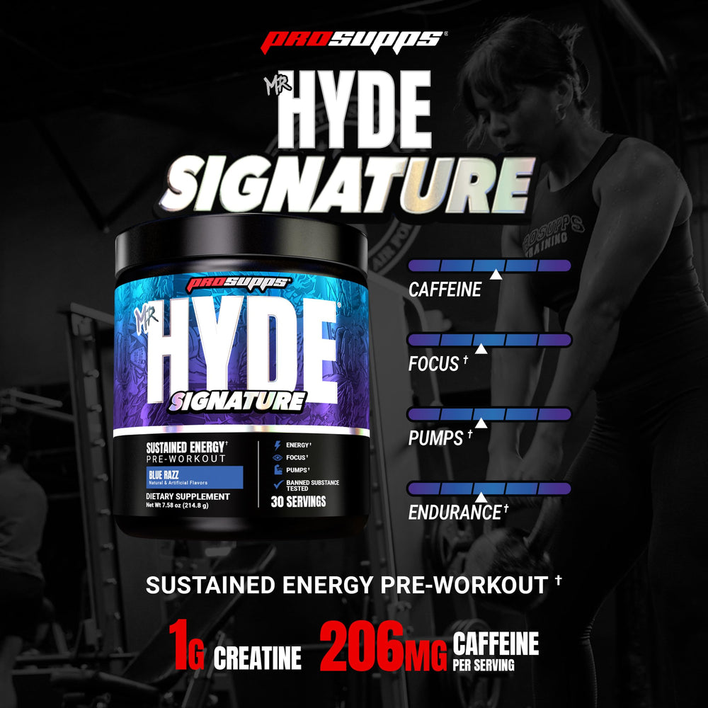 ProSupps Mr. Hyde powder texture close-up highlighting mixability and fine grind benefit