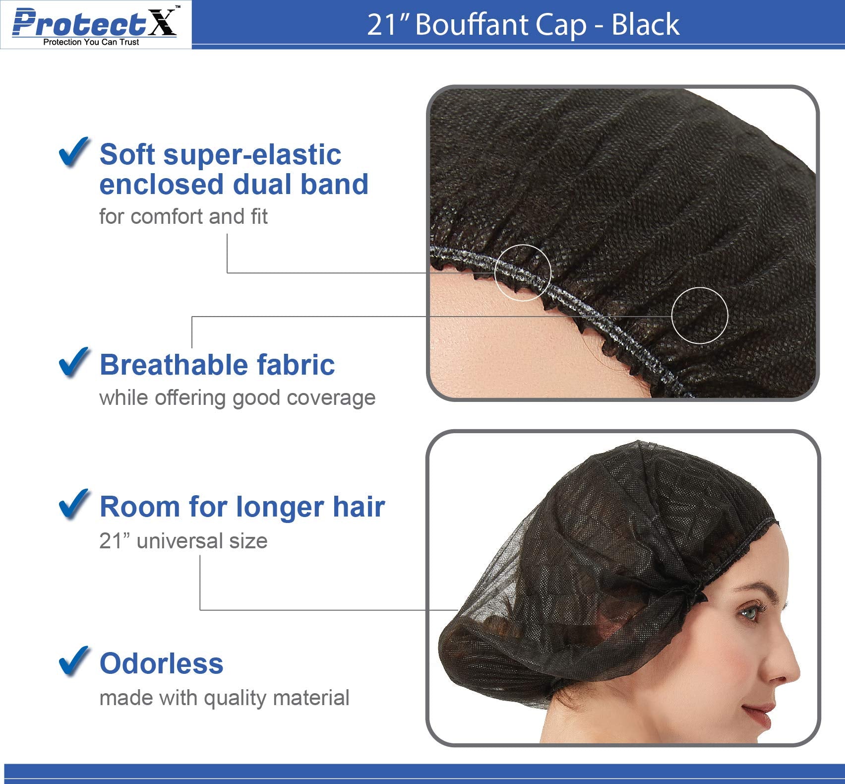 ProtectX caps in use by kitchen staff demonstrating hygienic hair containment
