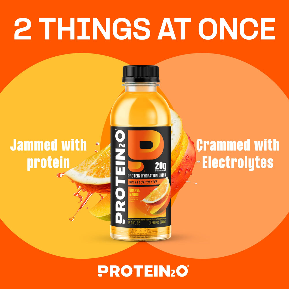 Protein2o close-up label highlighting protein and electrolyte amounts for clarity