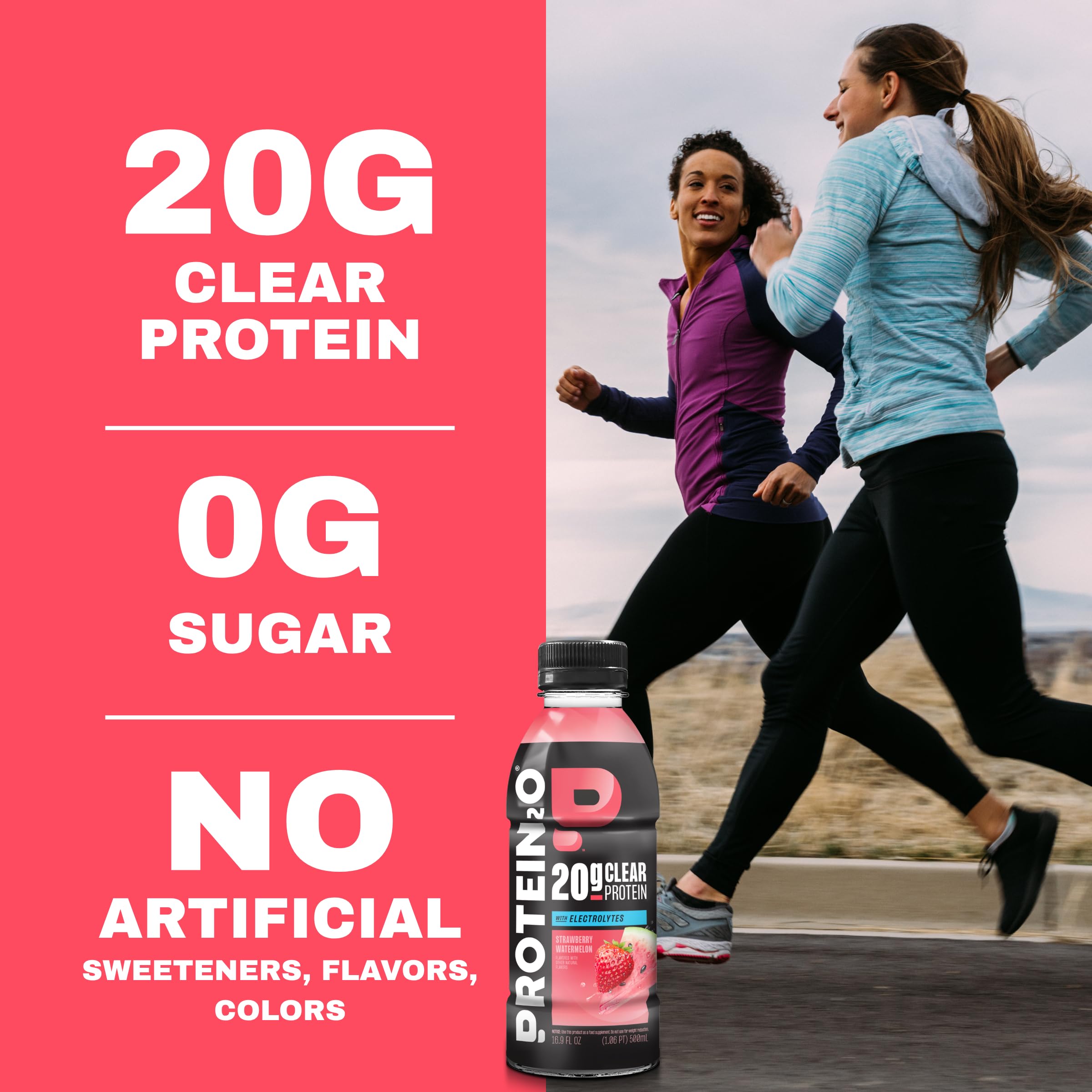 Protein2o close-up label with nutrition facts showing brand and ingredient transparency benefit