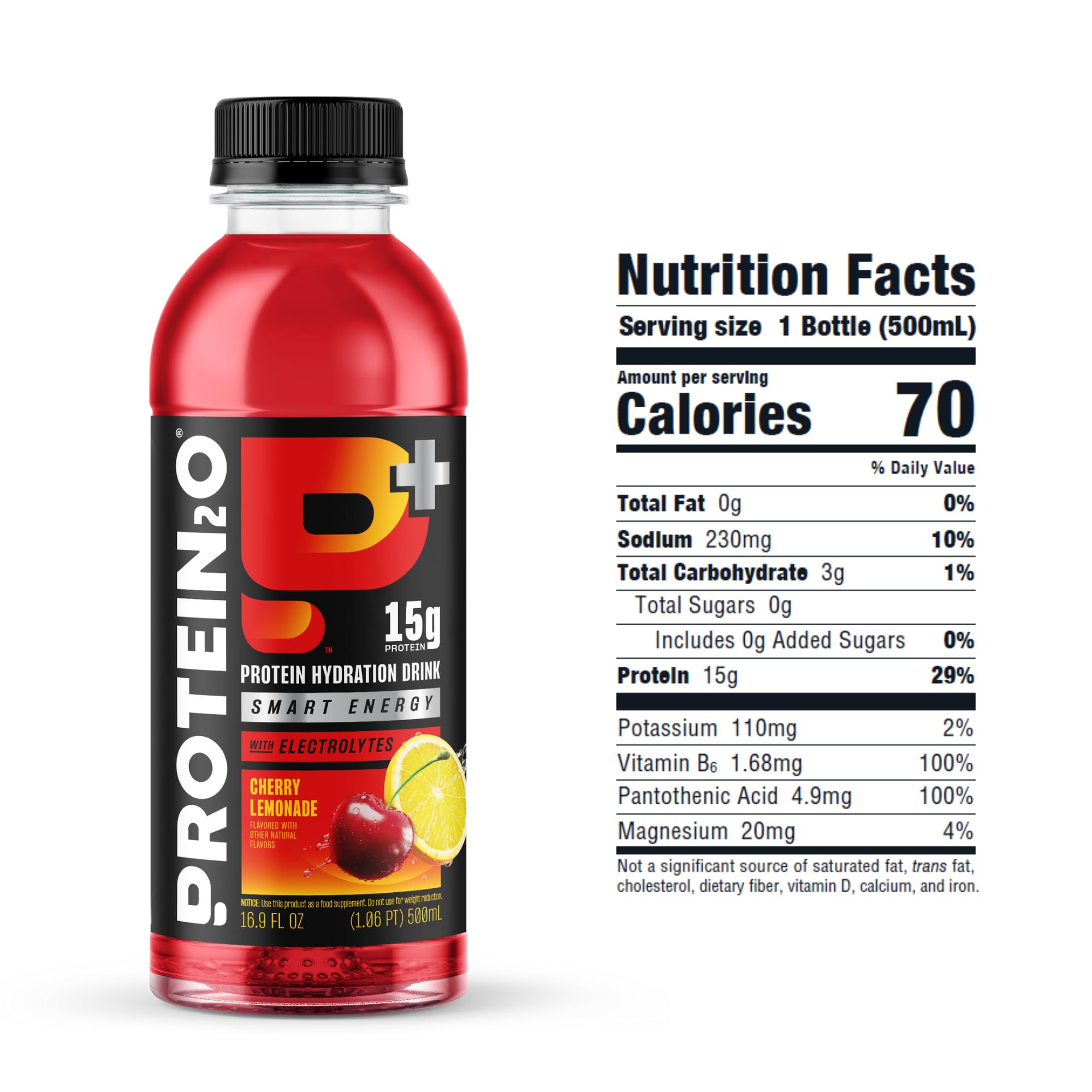 Protein2o nutrition facts close-up showing protein and electrolyte amounts