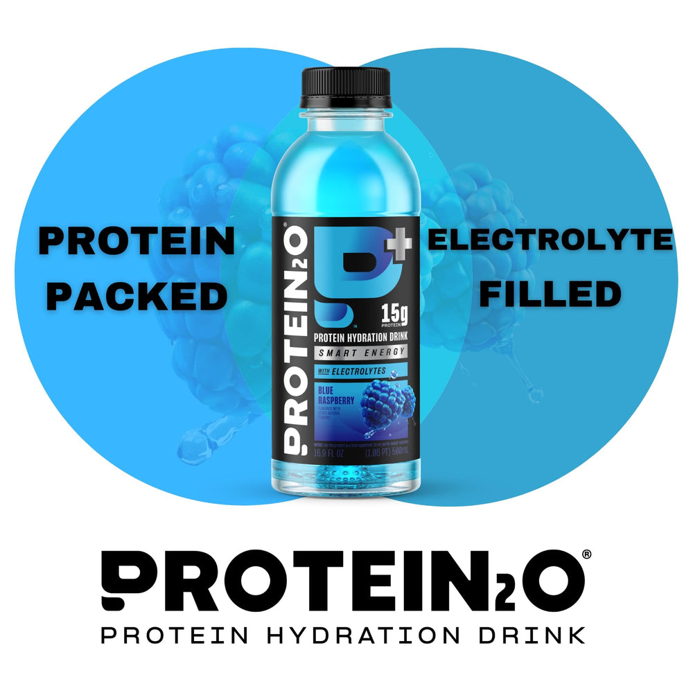 Protein2o bottle on office desk showing focused energy without sugar