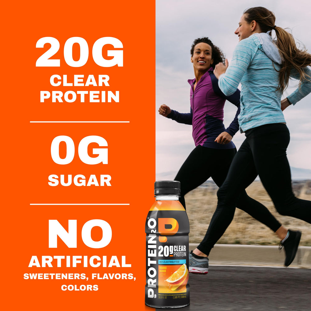 Protein2o pouring shows clear texture and easy drinkability post-workout benefit