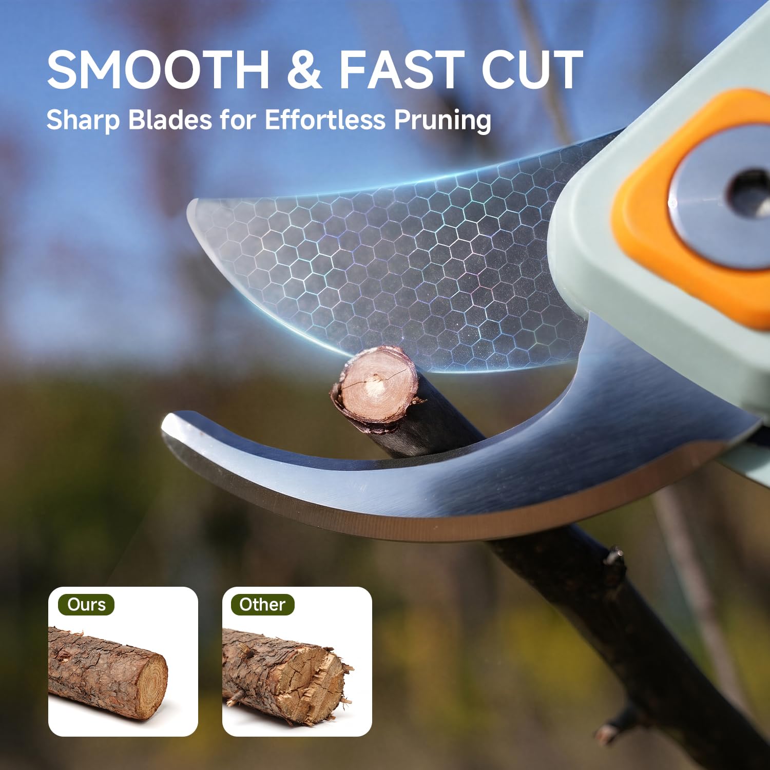 PrunePro close-up of stainless-steel blade showcasing sharpness and precision