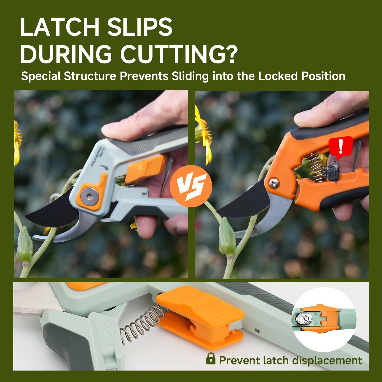 PrunePro ergonomic non-slip handles for stable, comfortable pruning