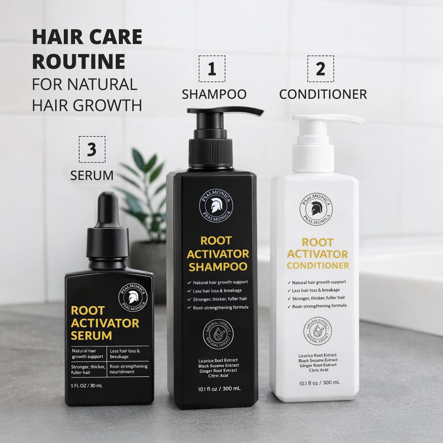 Psalmonica lifestyle bathroom shelf display portraying curated routine and aesthetic benefit