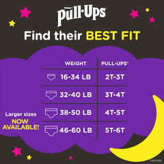 Pull-Ups back packaging displaying features list and sizing information for parents