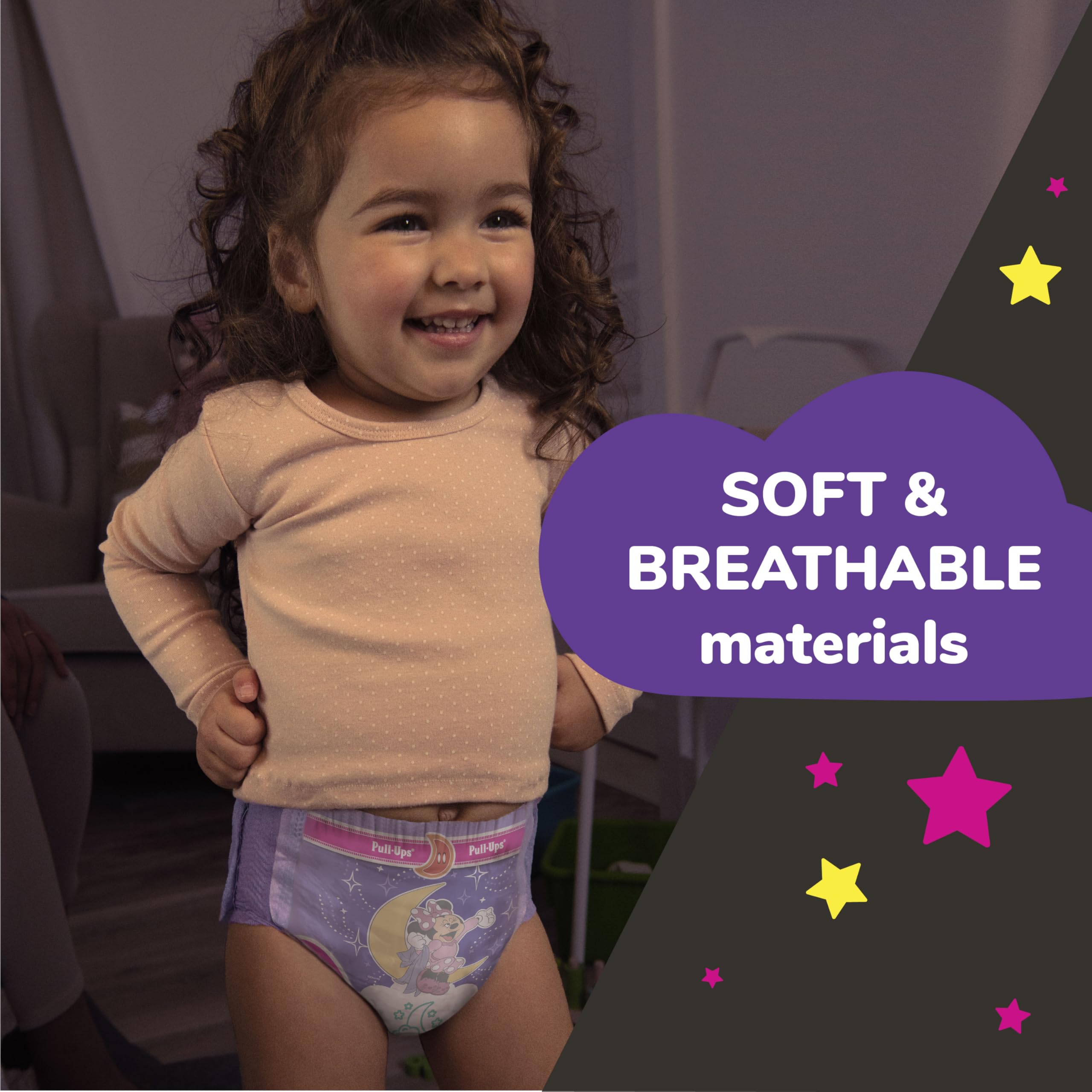 Child sleeping comfortably in Pull-Ups demonstrating overnight leak protection