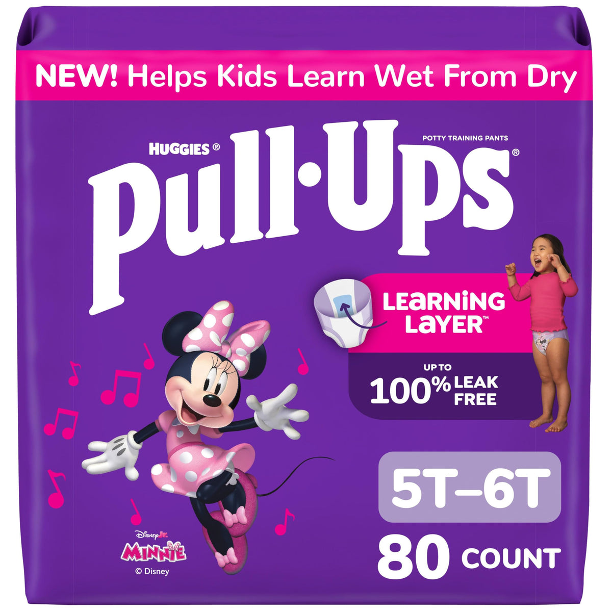 Pull-Ups front packaging showing Minnie Mouse and pull-up benefits