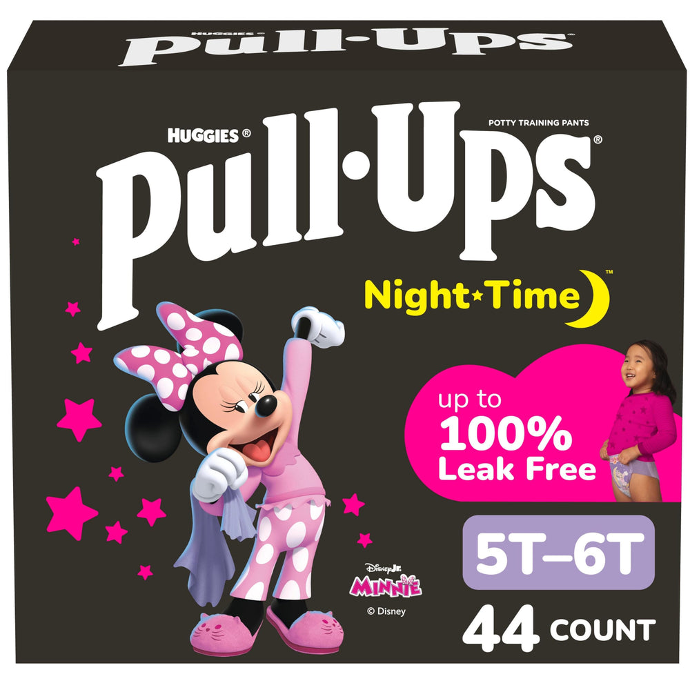 Pull-Ups front packaging showing Minnie design and overnight protection benefits