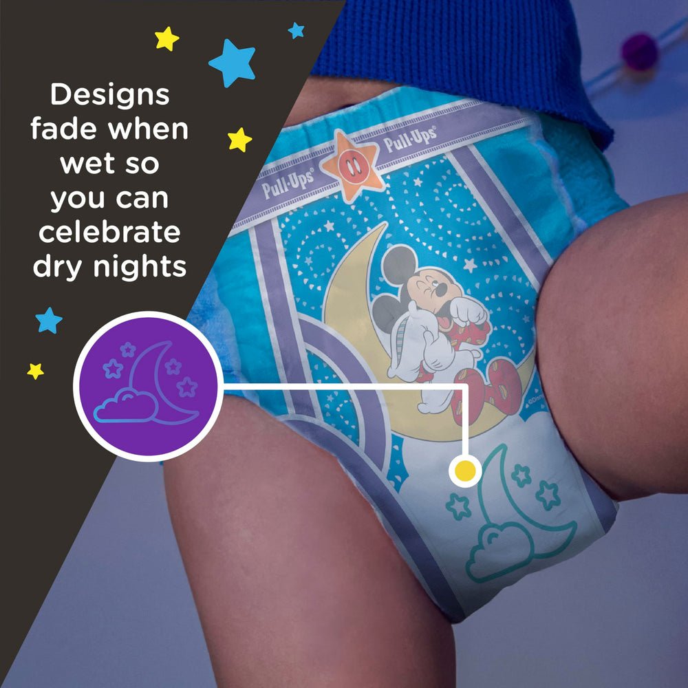 Pull-Ups Mickey graphics fading example encouraging kids to notice wetness