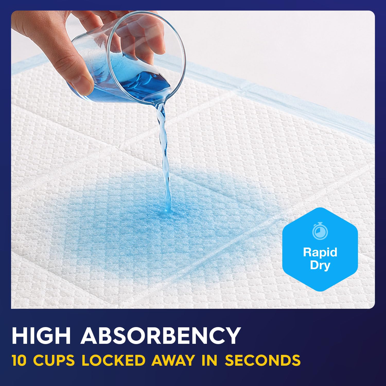 Pulp core cutaway highlighting high absorbency and lock-in