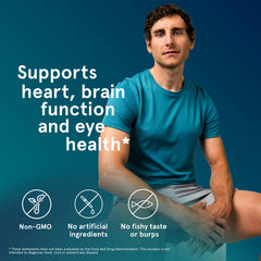 Puori O3 softgel in hand illustrating serving size and convenience benefit