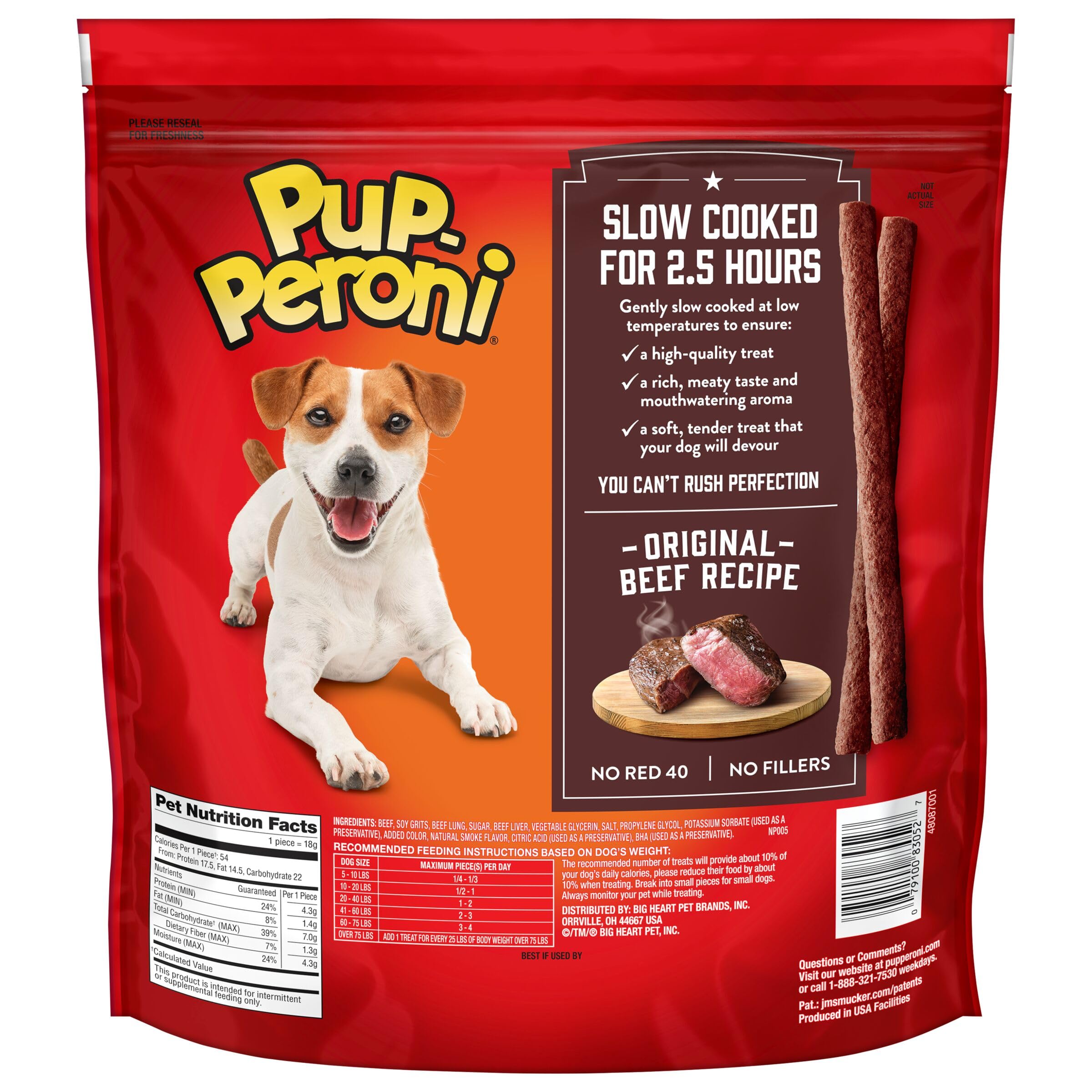 Pup-Peroni dog enjoying treat depicting excitement and reward benefit