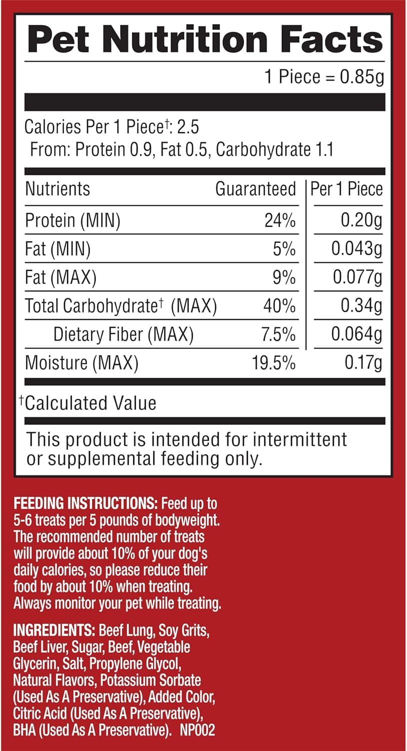 Pup-Peroni label details showing ingredient focus on real beef and no Red 40