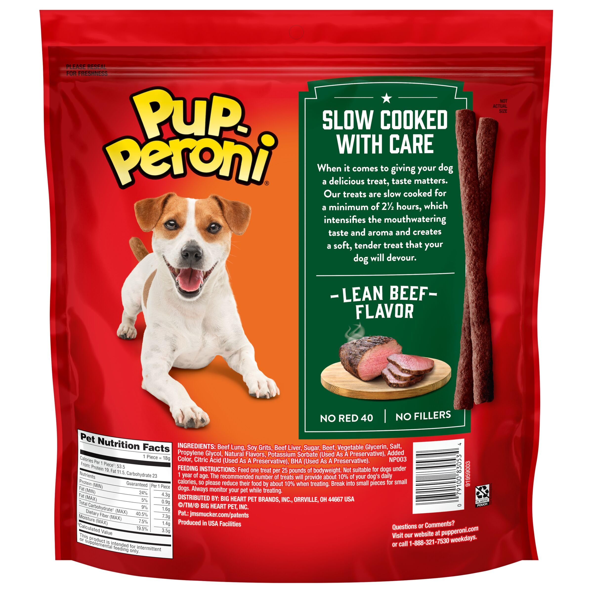 Resealable zipper detail on Pup-Peroni bag preserving freshness
