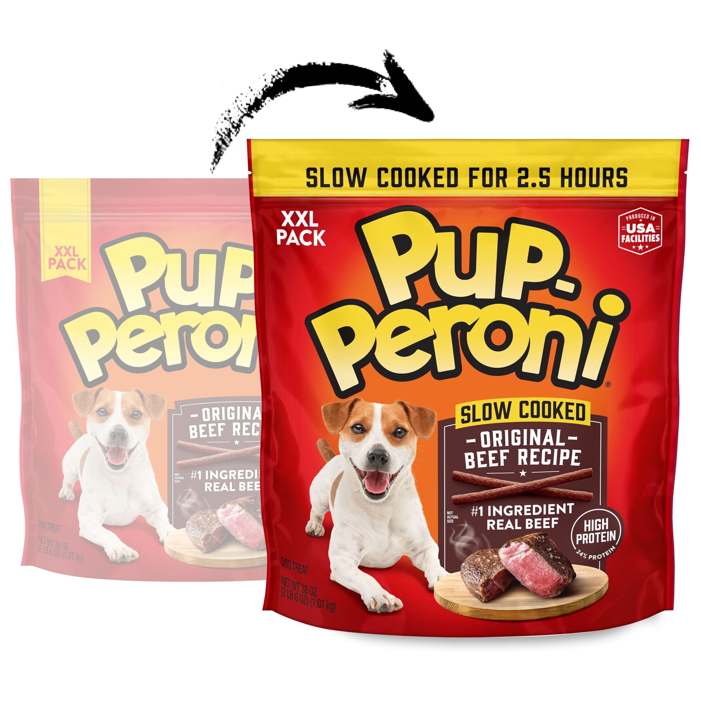 Pup-Peroni treats close-up showing meaty texture and high palatability