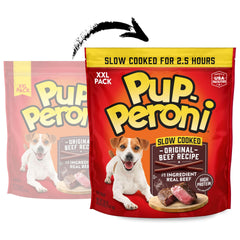 Pup-Peroni treats close-up showing meaty texture and high palatability