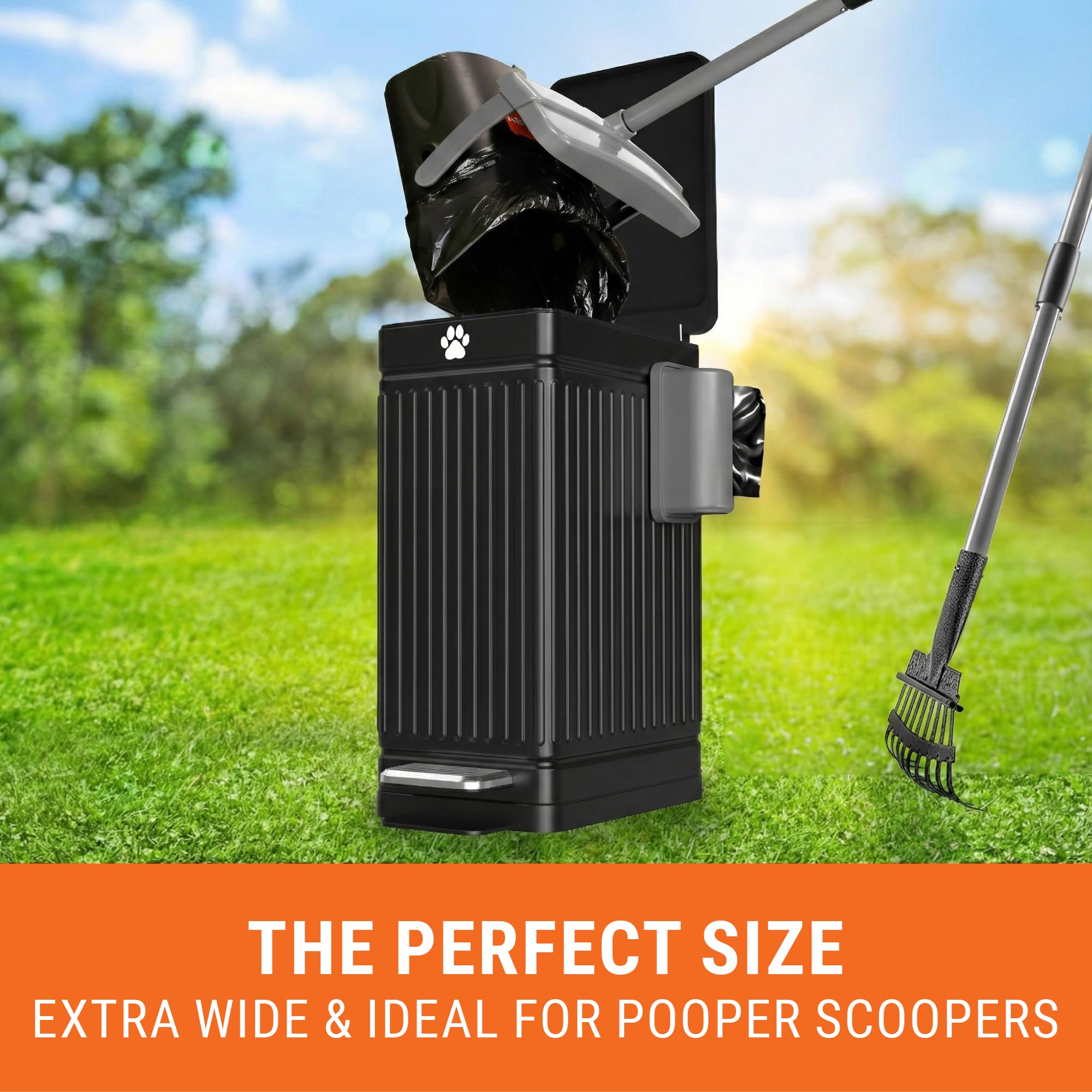 Pupzle being used by owner to dispose waste containing odors and keeping yard clean