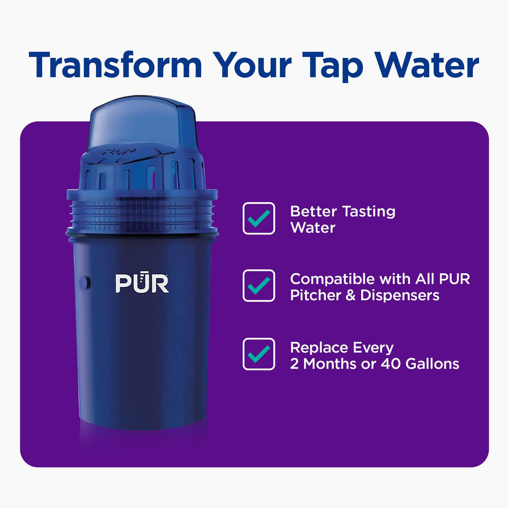 PUR filter installed in pitcher illustrating quick replacement and improved taste