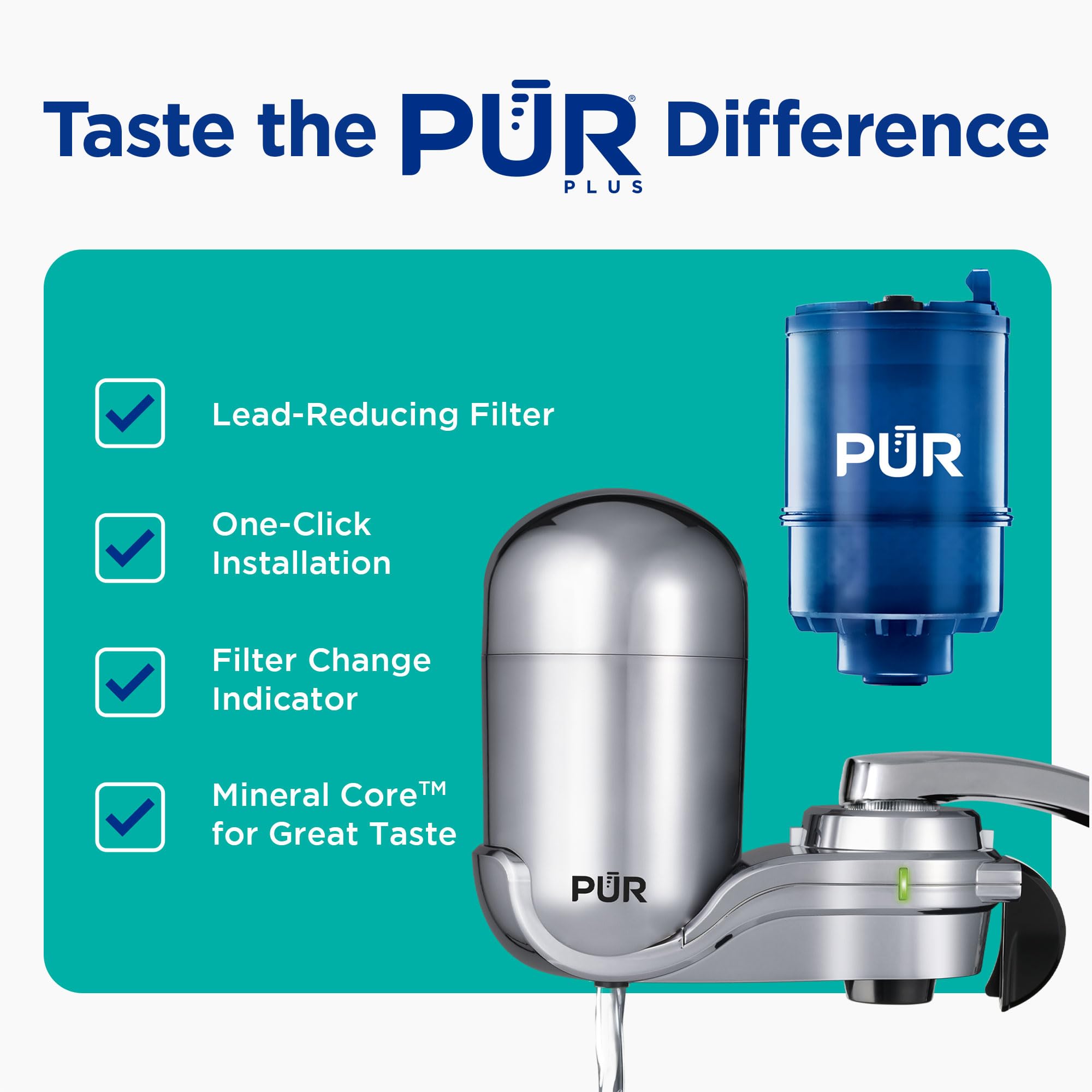 PUR side profile emphasizing on/off lever for easy filtered vs unfiltered selection