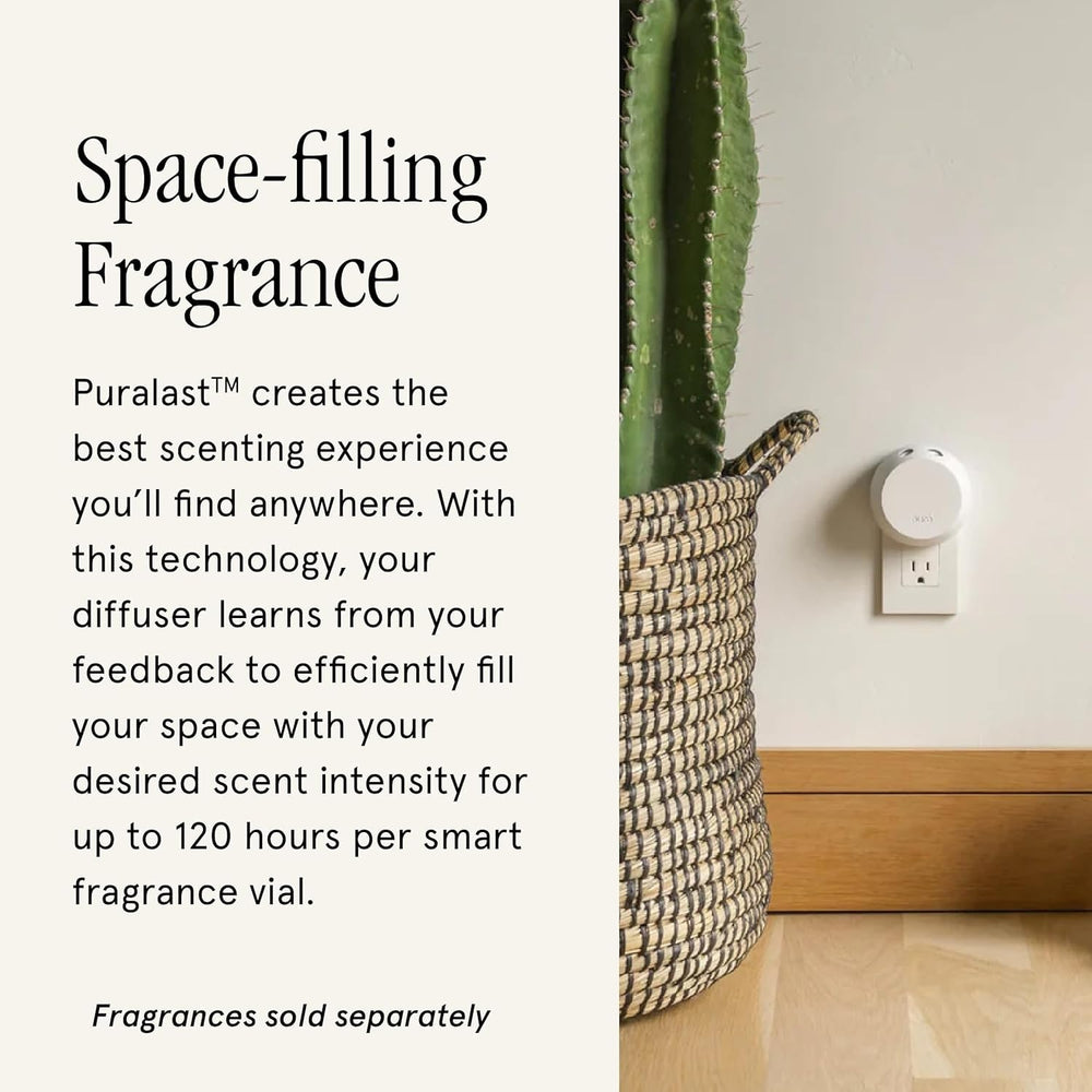 Pura app scheduling screen open on phone controlling scent times and intensity remotely