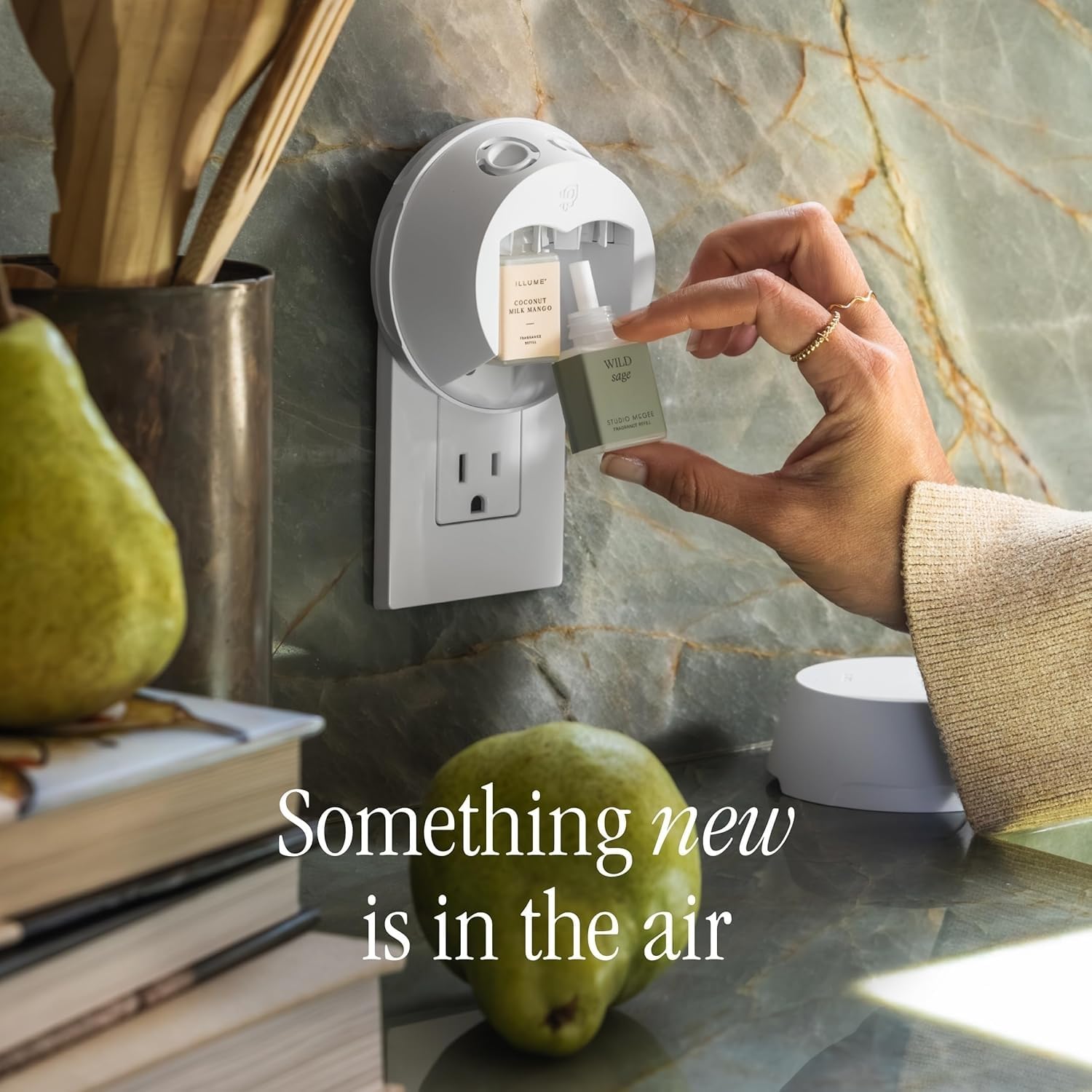 Pura top and vial detail highlighting easy refill insertion and secure seating for convenience