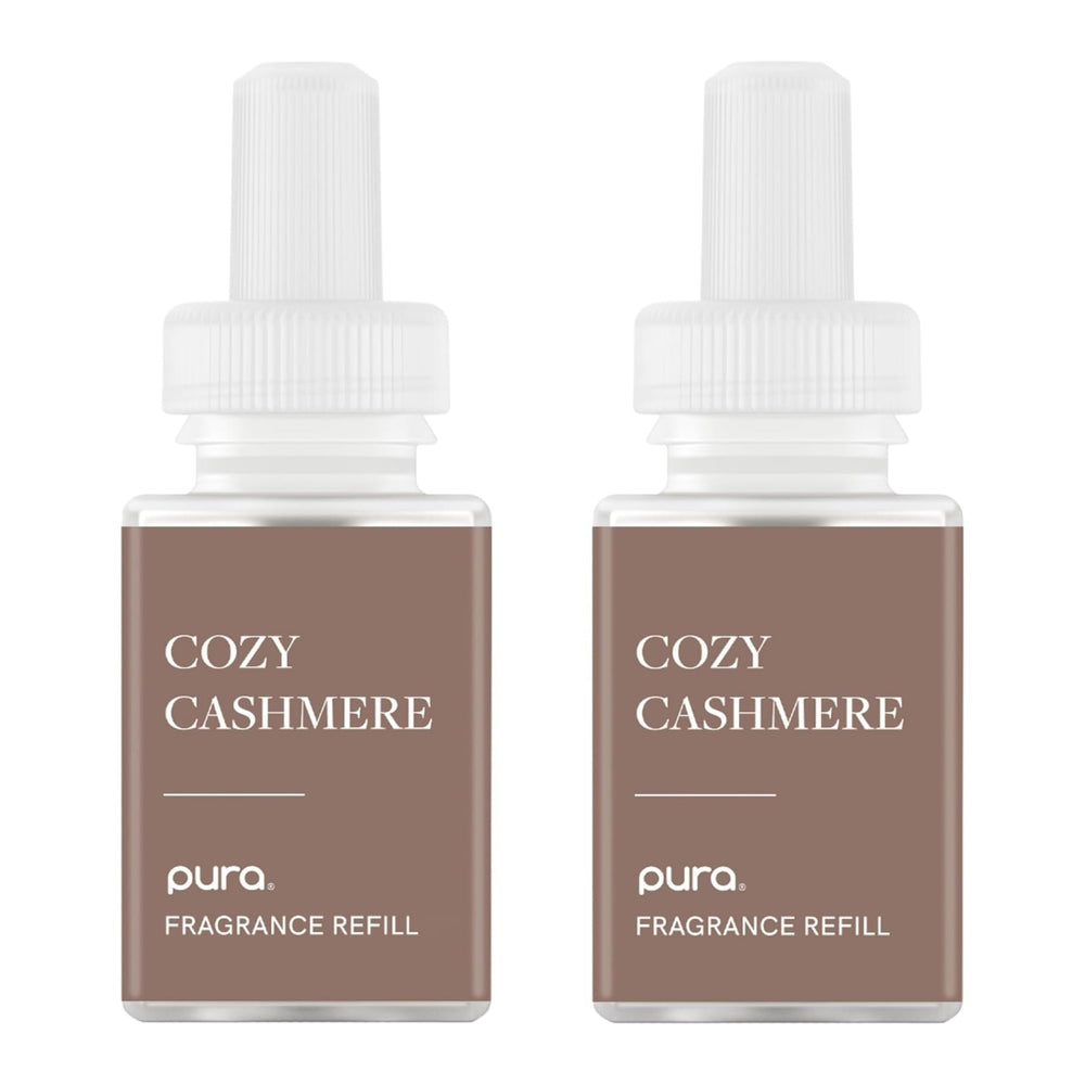 Pura front packaging of Cozy Cashmere 2-pack showing product and benefits