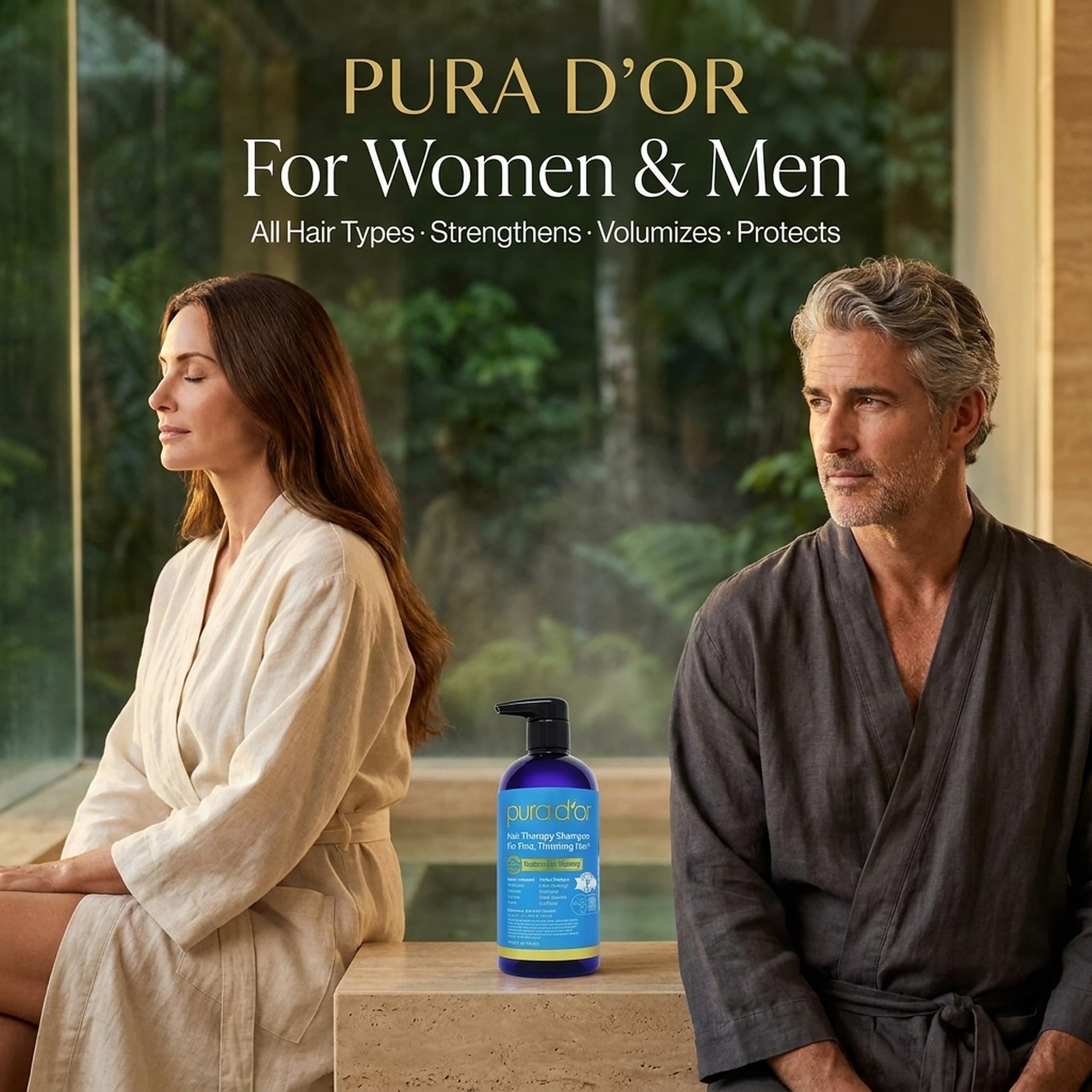 PURA D'OR argan oil and biotin visual emphasizing natural ingredients and hair nourishment