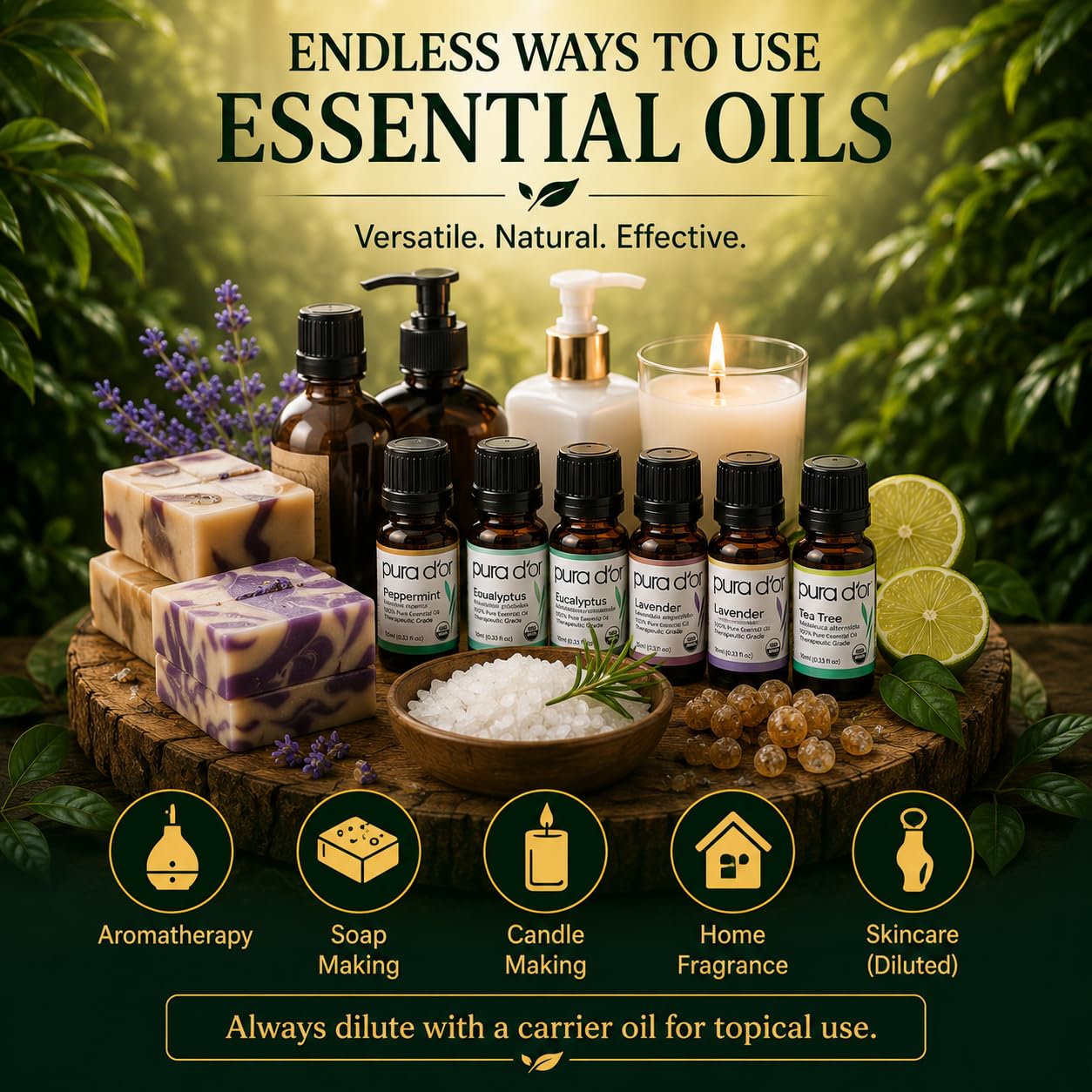 PURA D'OR citrus blend spray in use refreshing linen and natural scent benefit