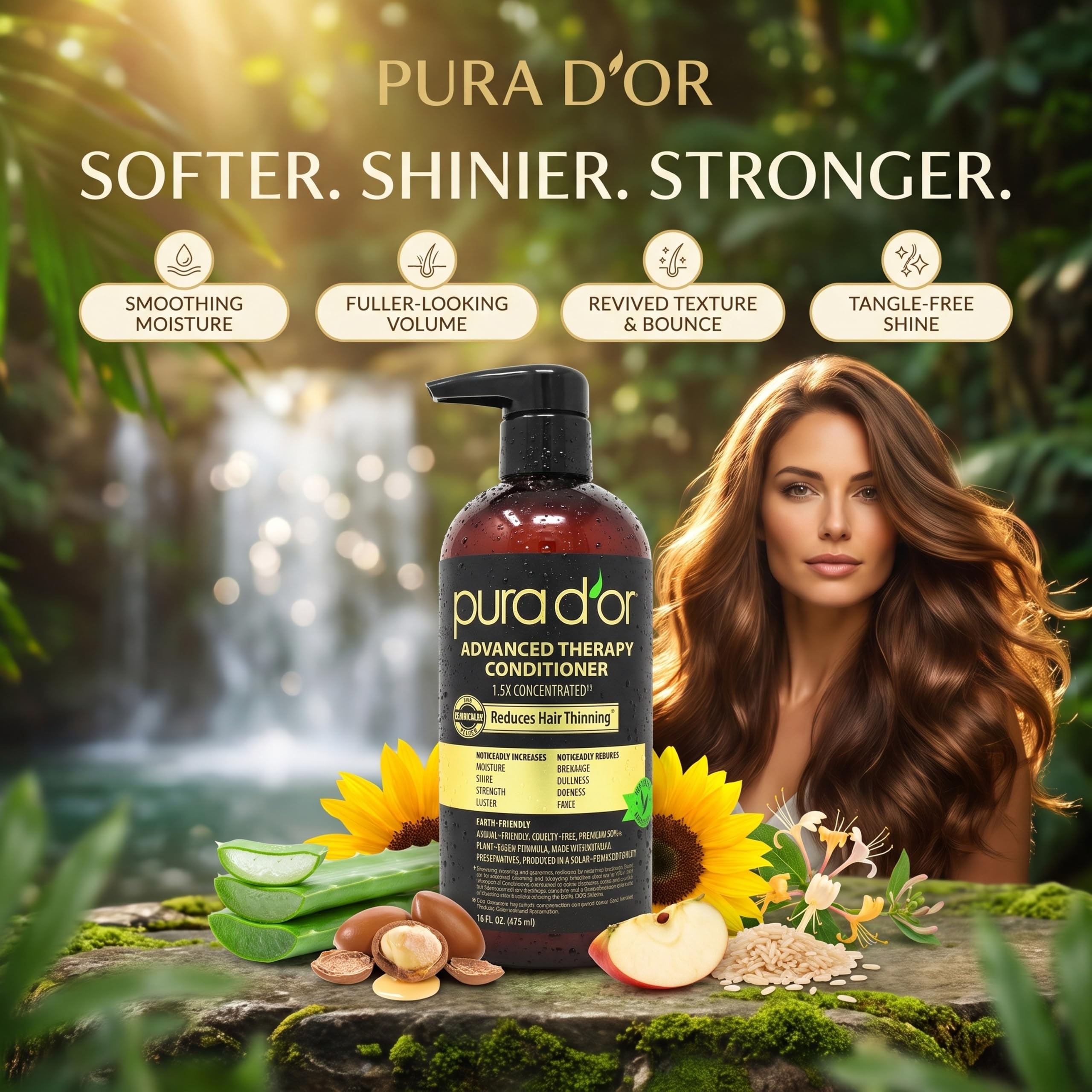PURA D'OR rosemary and cucumber extracts closeup for scalp support