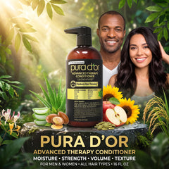 PURA D'OR creamy conditioner texture on hand for easy detangling