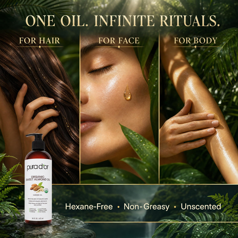 PURA D'OR rubbed into skin, moisturizes and softens complexion