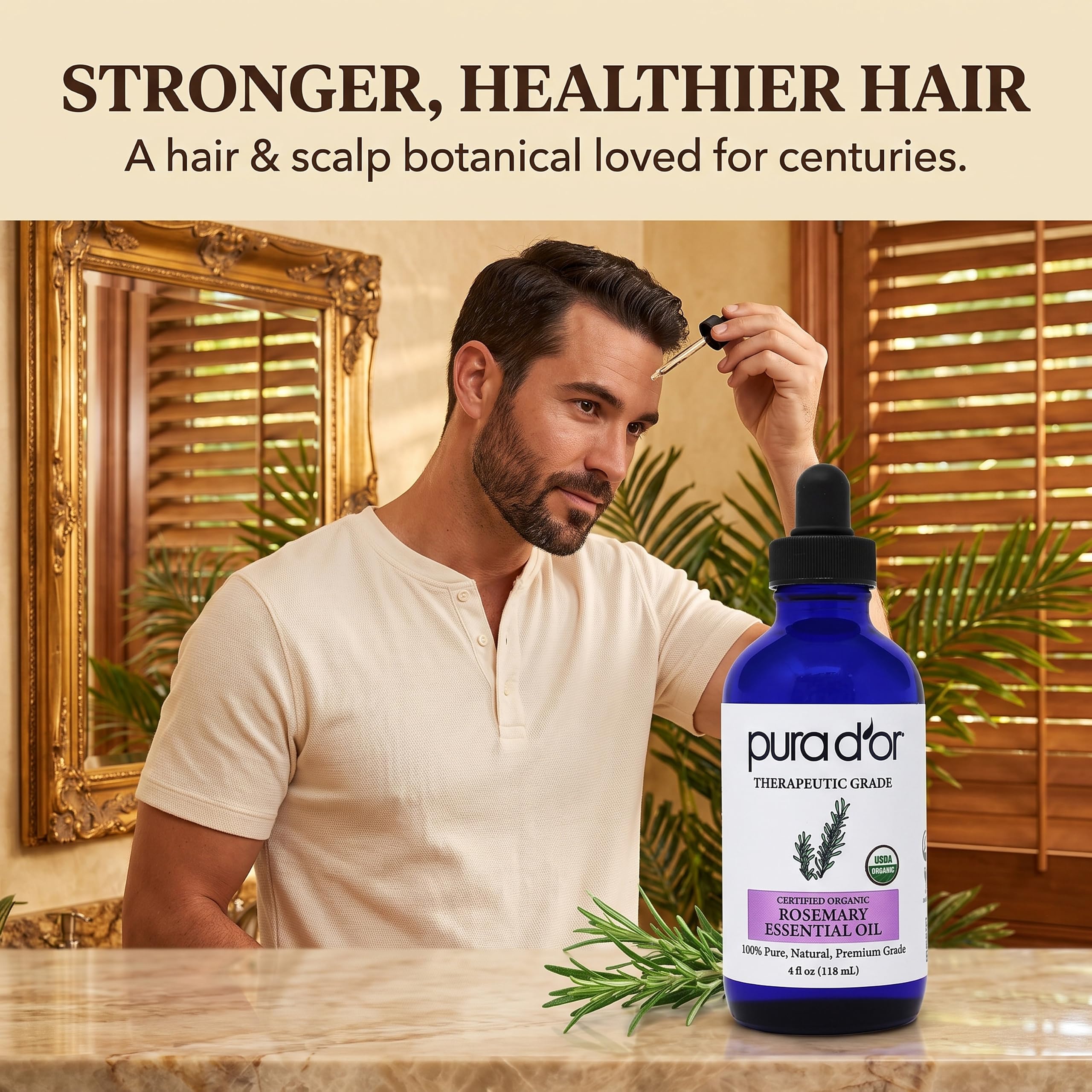 PURA D'OR applied in scalp massage demonstrating soothing scalp care benefit