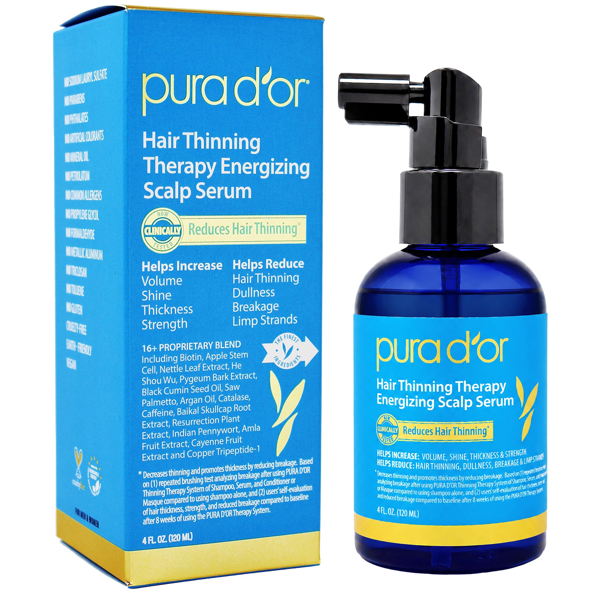 PURA D'OR front label view showing product and benefits