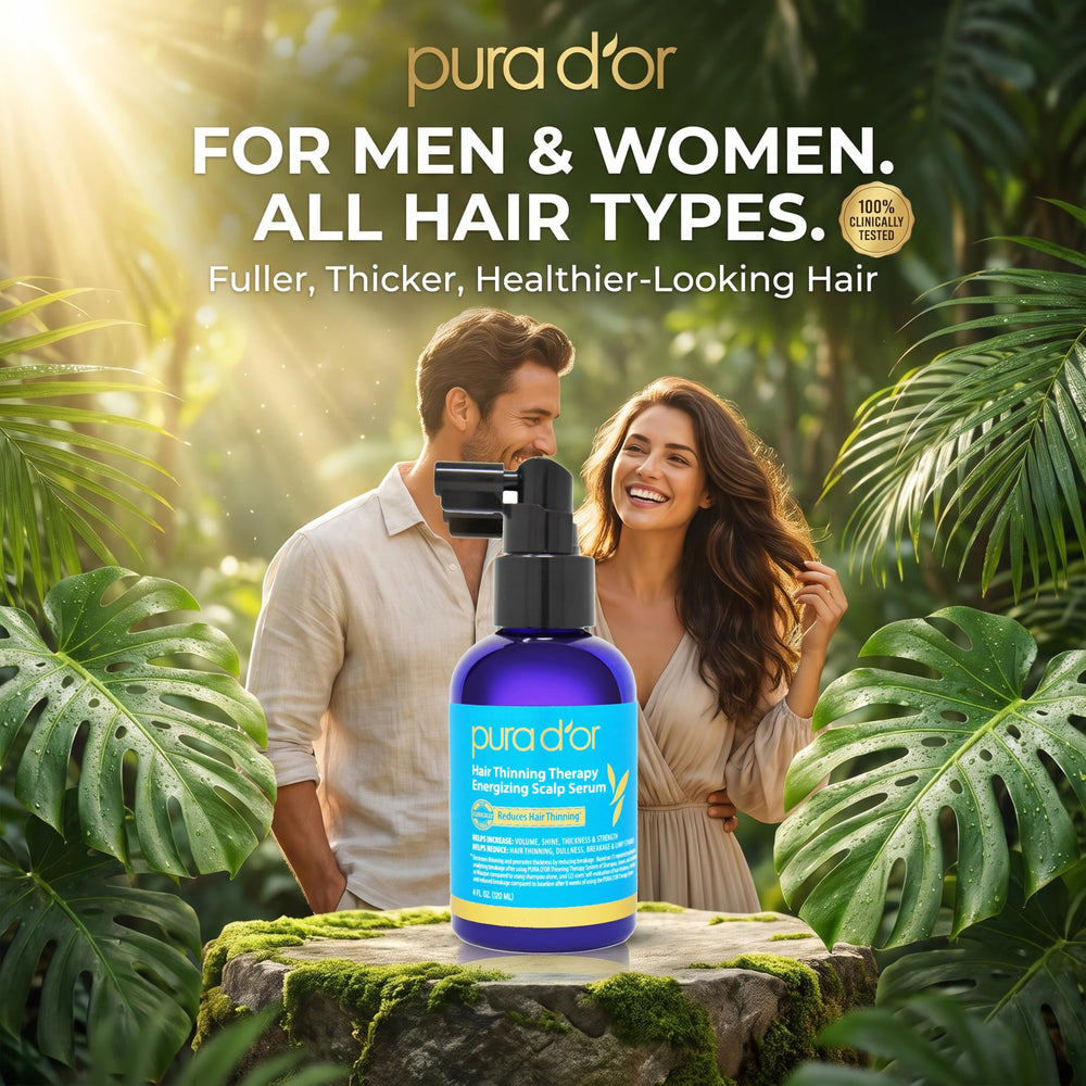 PURA D'OR pipette applying serum to scalp for targeted nourishment