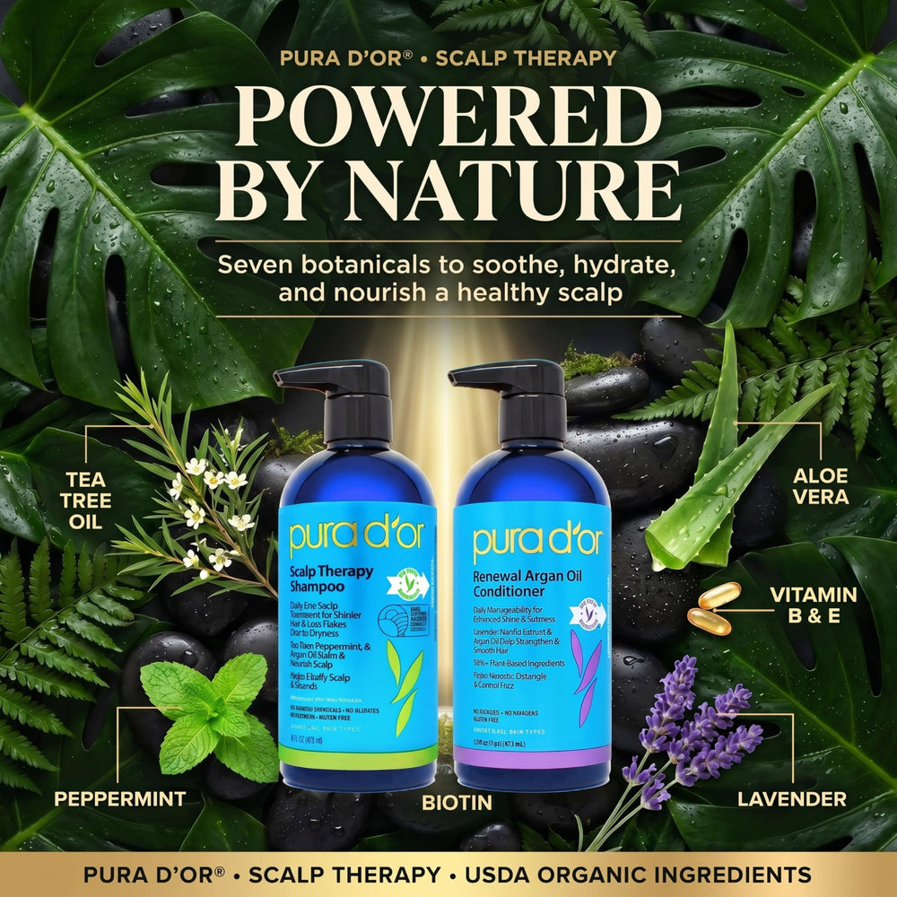 PURA D'OR shampoo lather texture illustrating gentle, effective cleansing