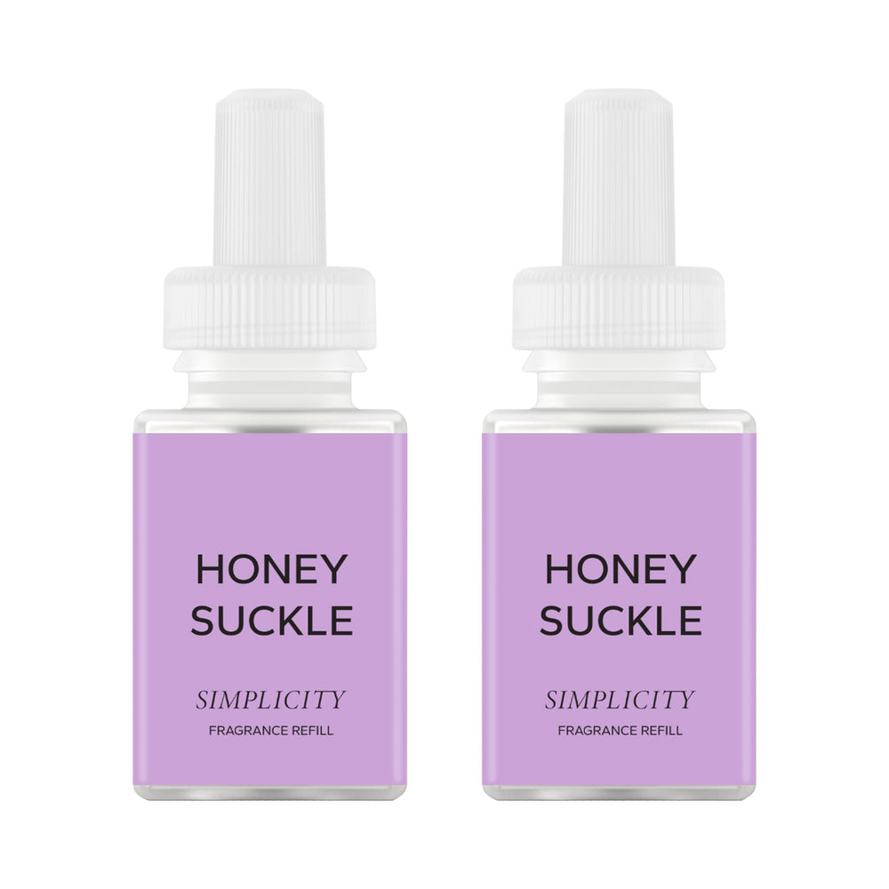 Pura honeysuckle front packaging showing two refill vials and benefits
