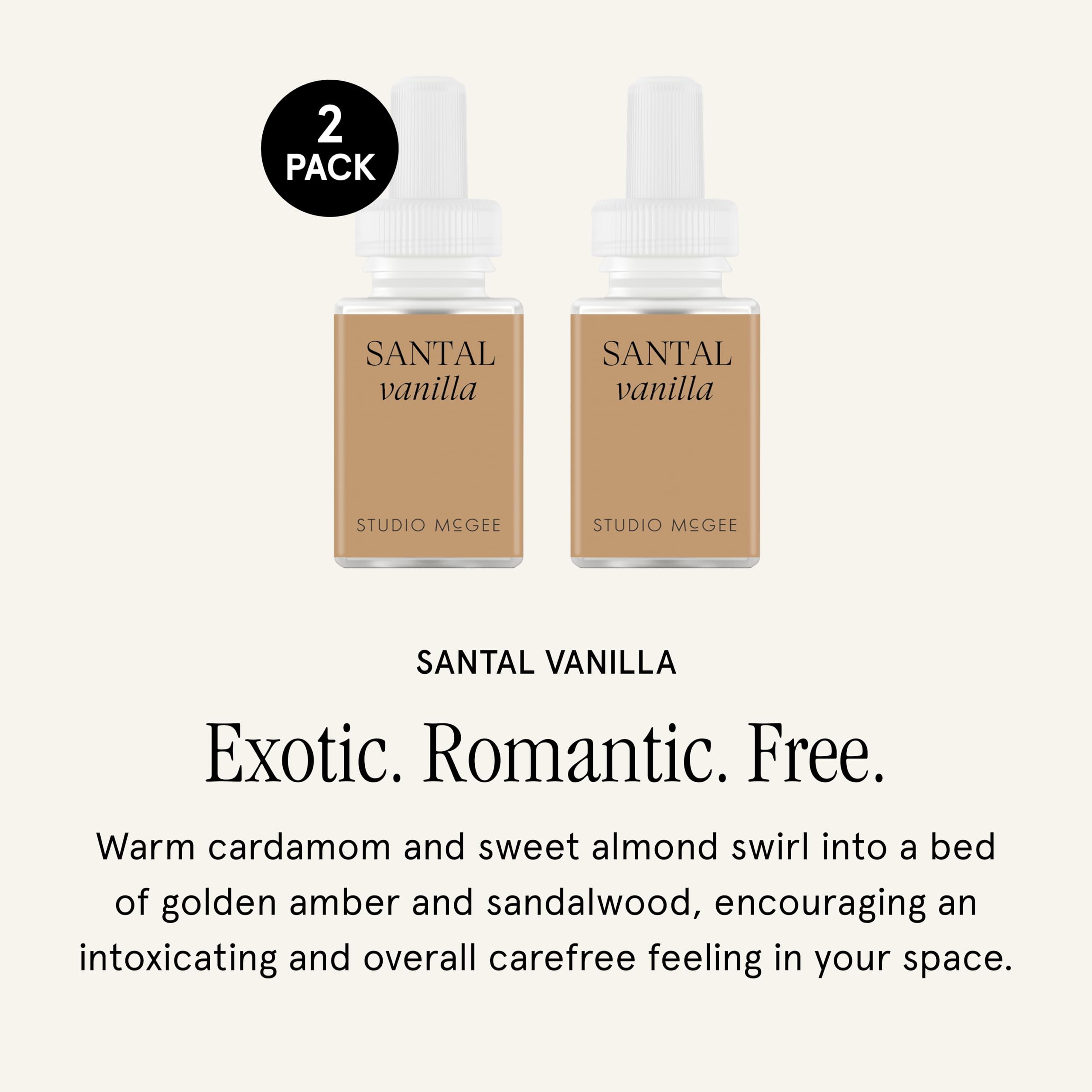 Pura close-up of a Santal Vanilla vial emphasizing design and easy insertion benefit