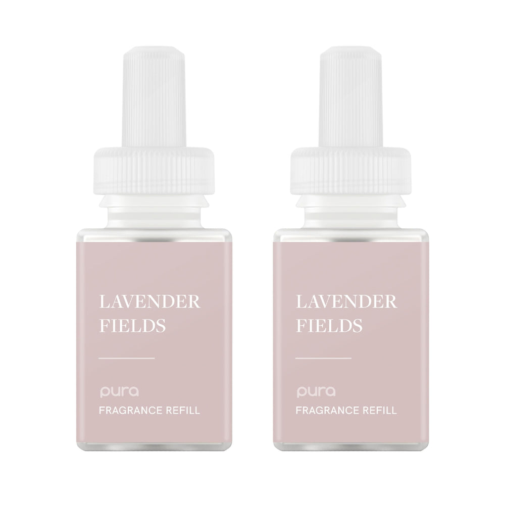 Pura front packaging showing two Simply Lavender refill vials and clear branding benefit easy identification