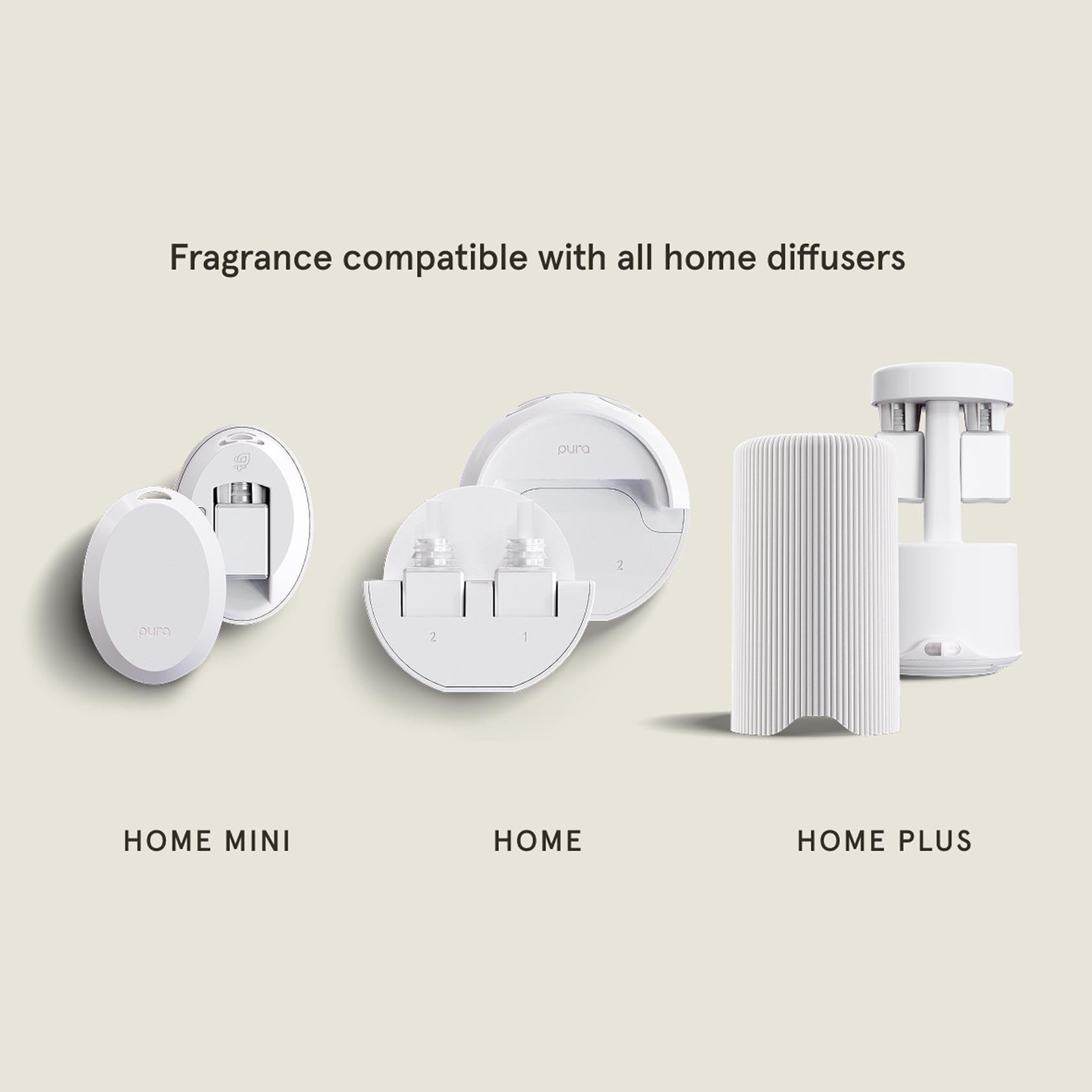 Pura vials beside a book demonstrating scale and convenience for home use benefit
