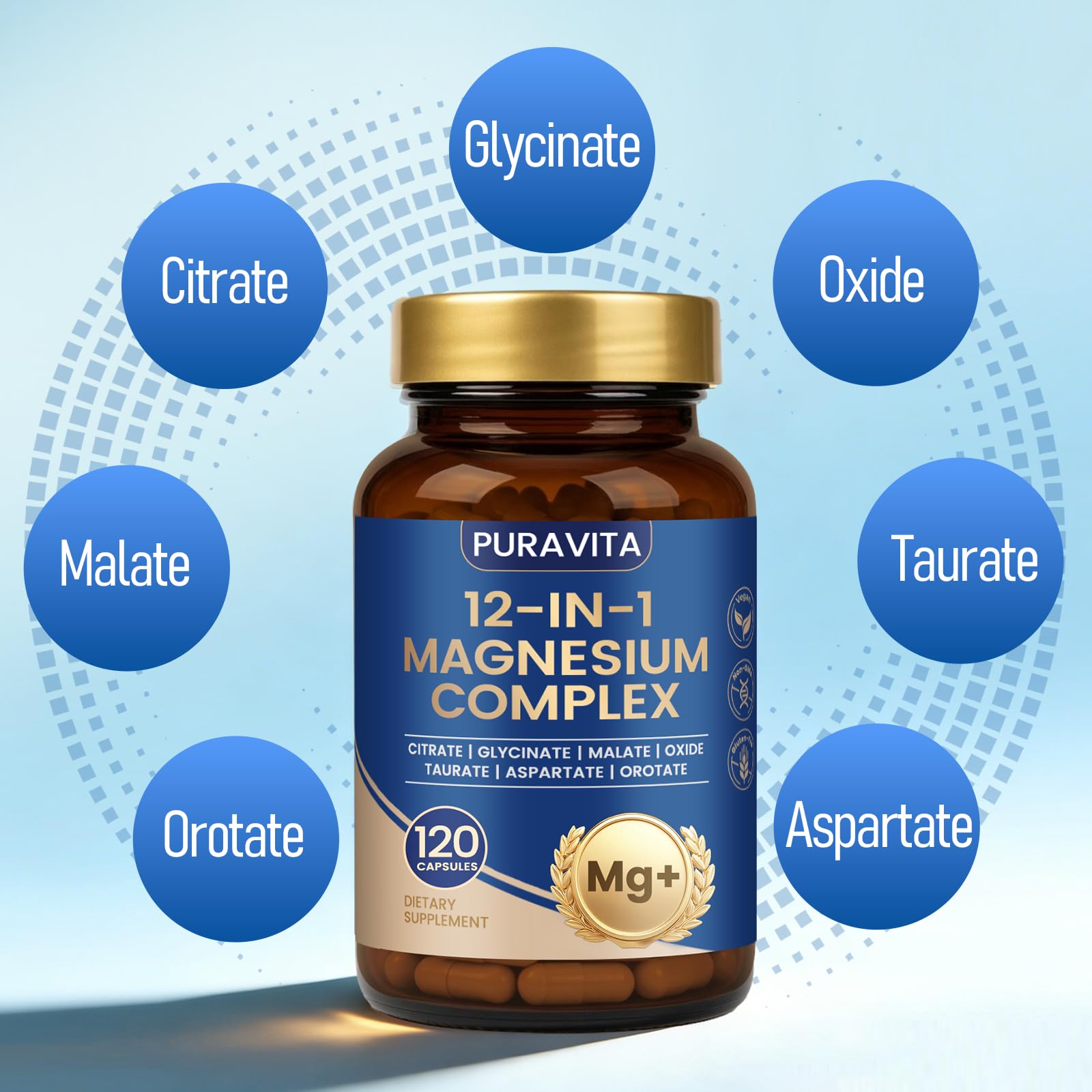 Puravita capsules in hand for scale, demonstrating capsule size and convenient dosing