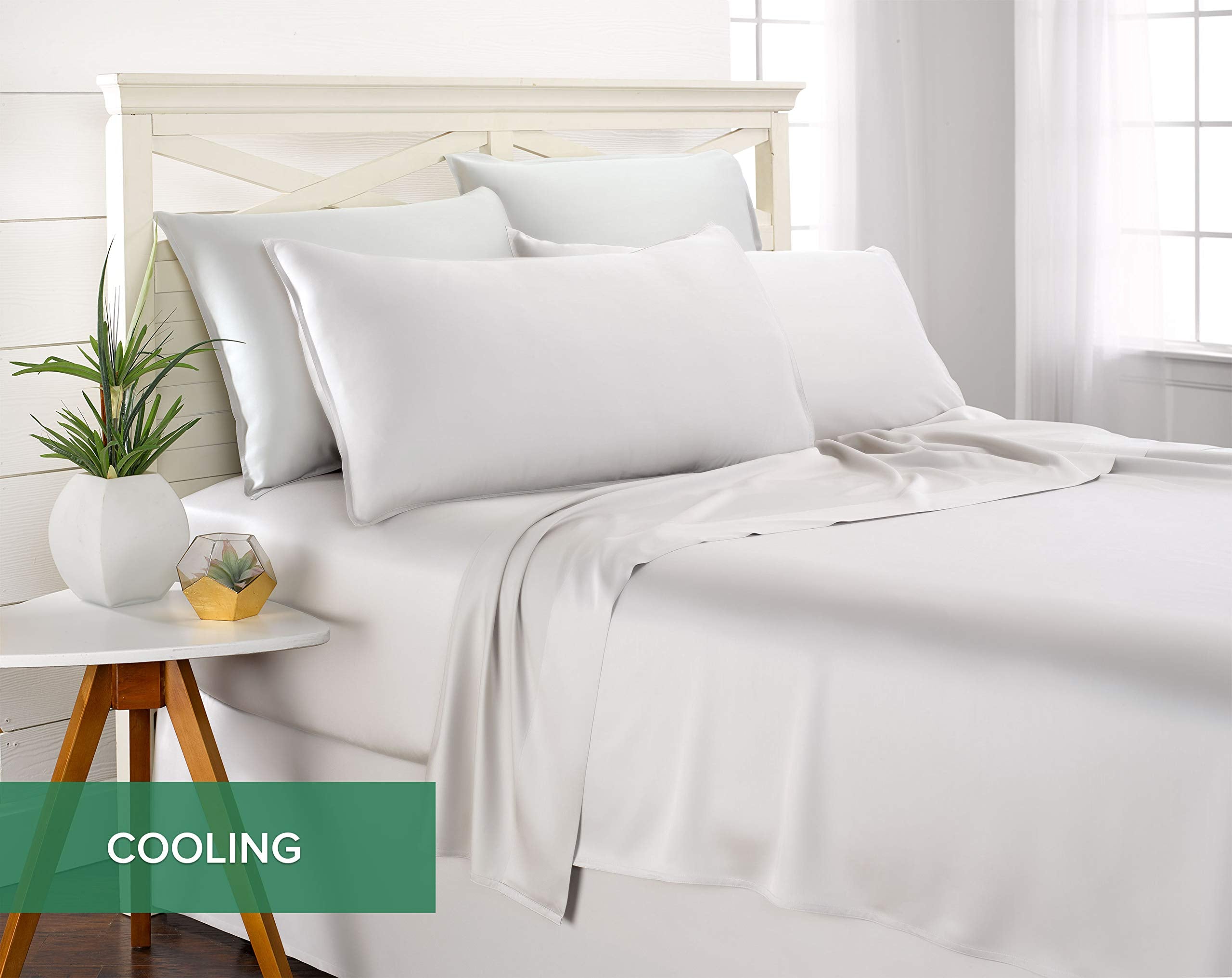 Pure Bamboo deep pocket fitted sheet on thick mattress for snug fit