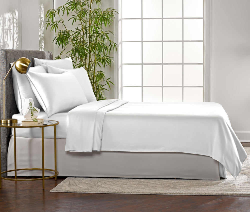 Pure Bamboo fitted sheet corner showing elasticized edge for secure fit