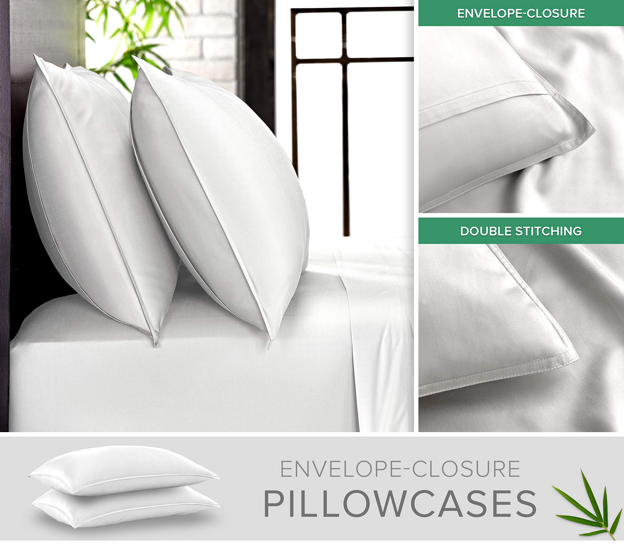 Pure Bamboo envelope pillowcase overlap demonstrating neat closure benefit