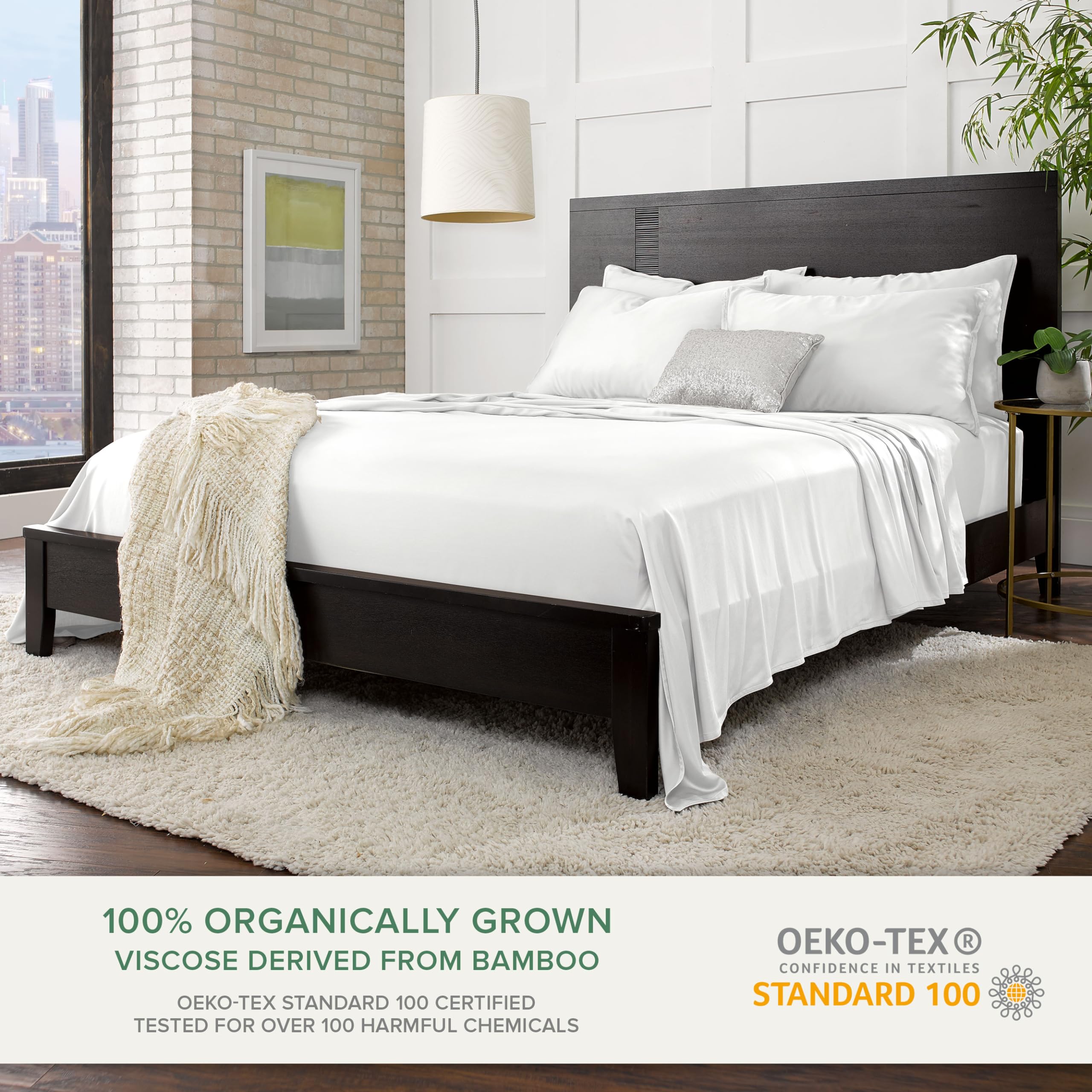 Pure Bamboo close-up sateen weave highlighting smooth silky texture