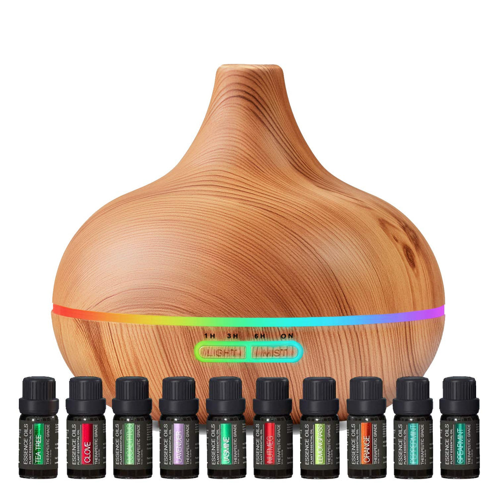 Pure Daily Care diffuser front view showing sleek design and quiet operation benefit