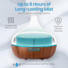 Pure Daily Care diffuser LED light ring illuminated showing mood lighting benefits